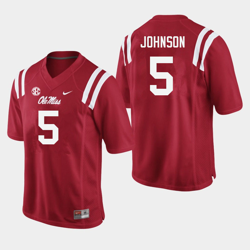 Men #5 Tysheem Johnson Ole Miss Rebels College Football Jerseys Sale-Red